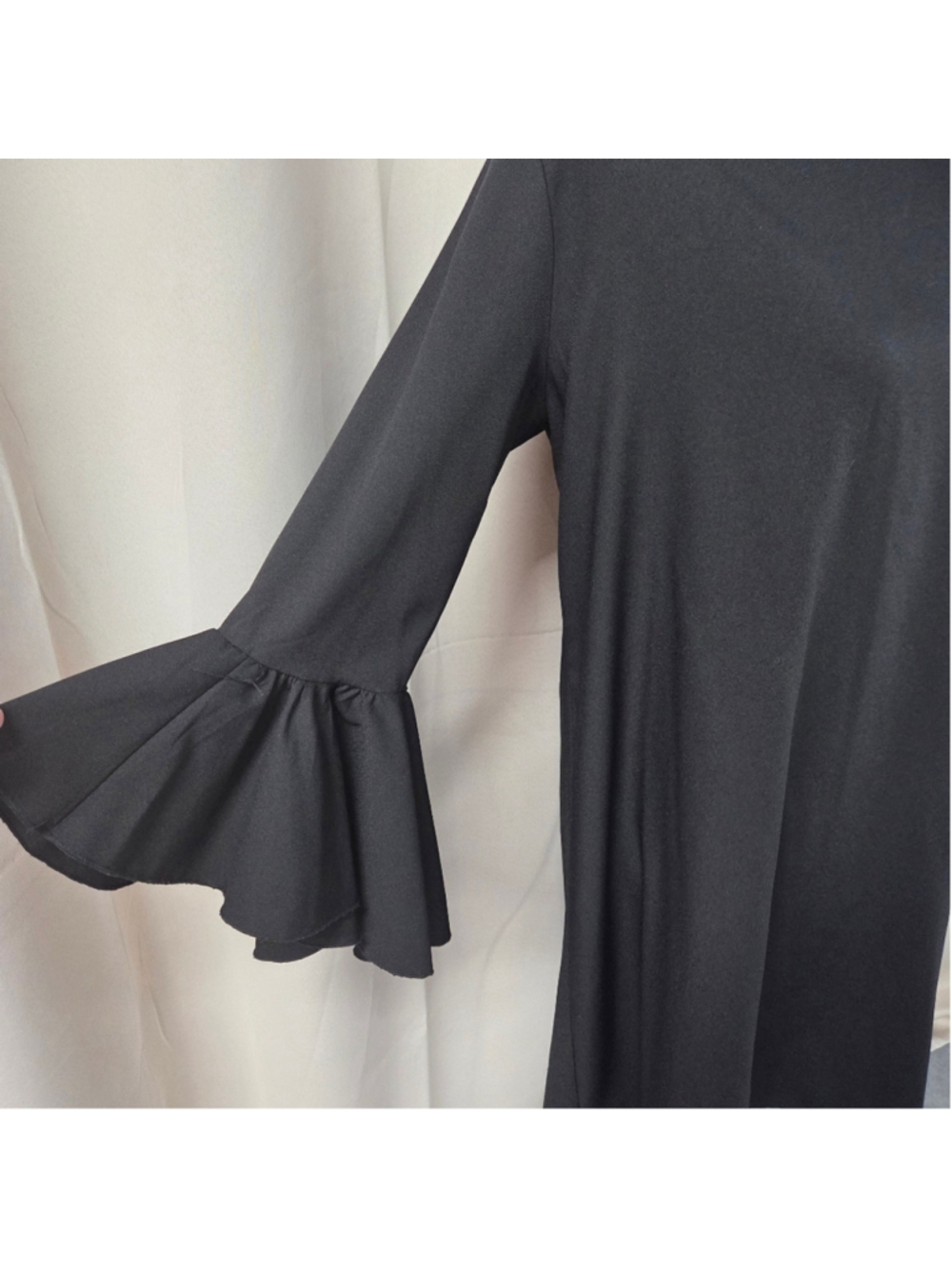 2 Hearts Chic Black Bell Sleeves Dress Ruffle Goth Evening Formal Size L - Picture 4 of 4